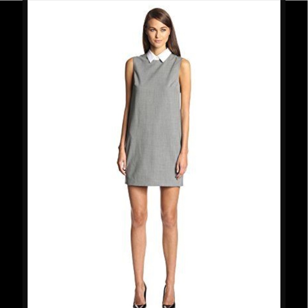 Theory Gray Mini Dress with White Collar